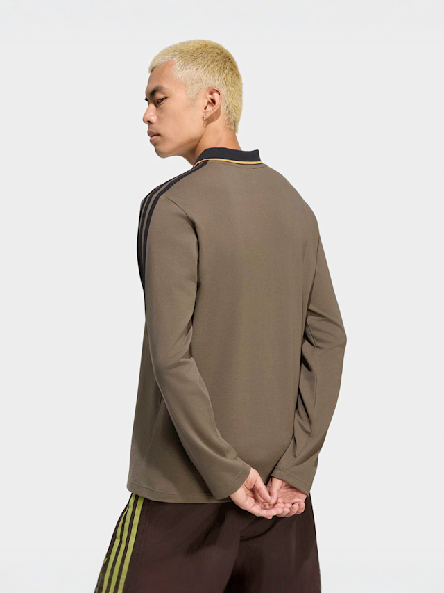 adidas Originals, 3-Stripes Longsleeve Polo, brown, Image 2 of 5