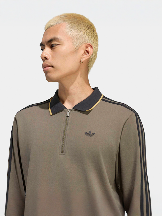 adidas Originals, 3-Stripes Longsleeve Polo, brown, Image 4 of 5
