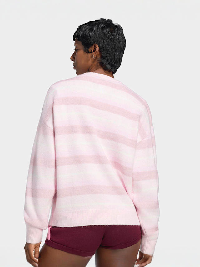adidas Originals, Knit Essentials Striped Sweatshirt, Pink, Image 2 of 5