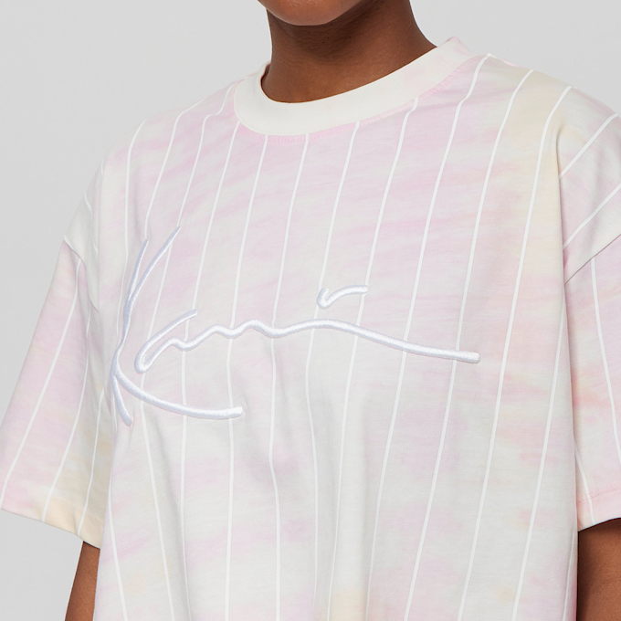 Karl Kani Signature Tie Dye Pinstripe Crop Tee lichtroze 8173 3