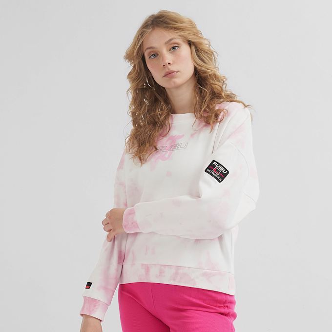 FUBU Corporate Tribal Tiedye Crew blanc 3735 1