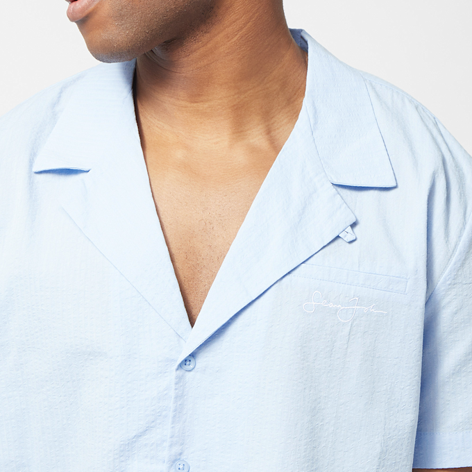 Sean John Script Logo Seersucker Resort Shirt plava 3903 3