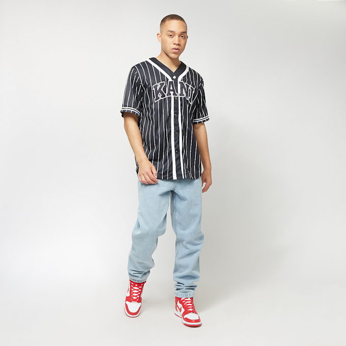 Karl Kani Serif Pinstripe Baseball Shirt noir 4108 4