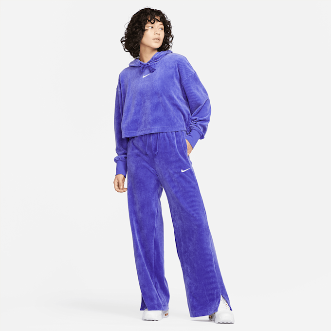 Nike Sportswear Women's Velour Cropped Pullover Hoodie blau 16121 5
