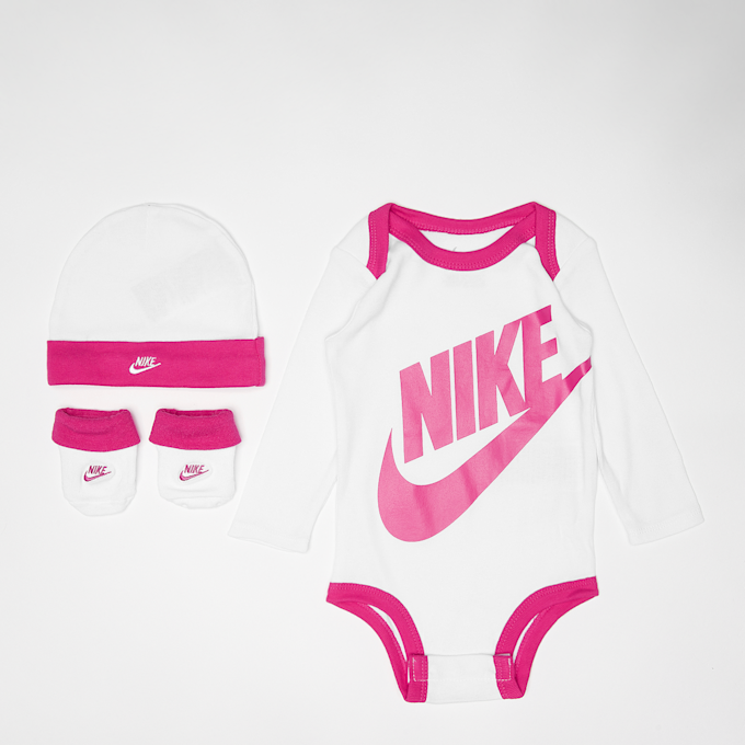 Nike Futura Logo Hat/Bodysuit/Bootie 3pc blanc 17458 1