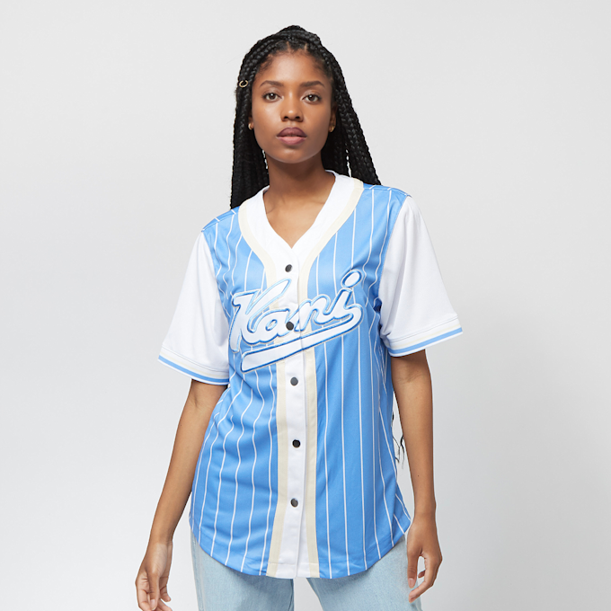 Karl Kani College Block Pinstripe Baseball Jersey Shirt blu 17950 1