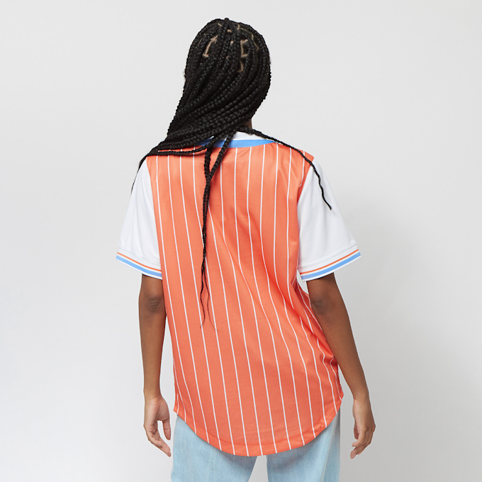 Karl Kani College Block Pinstripe Baseball Jersey Shirt orange 17951 2