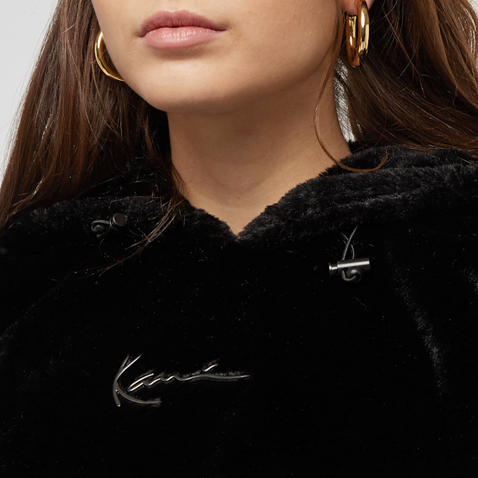 Karl Kani Metal Signature Fake Fur OS Crop Hoodie schwarz 13133 3