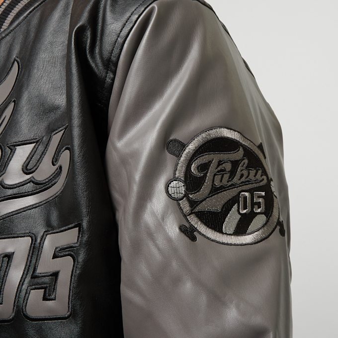 FUBU Varsity Leather Jacket nero 15524 4