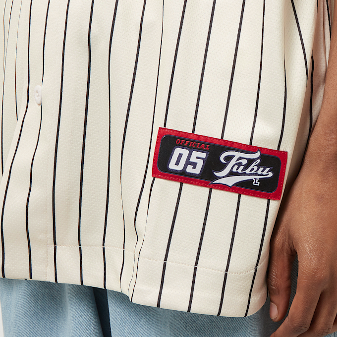 FUBU Varsity Pinstriped Baseball Jersey weiß 18434 4
