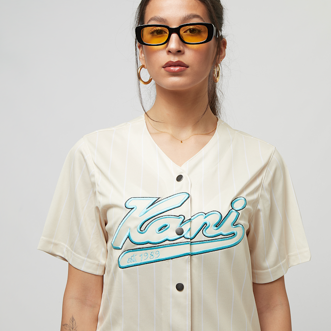 Karl Kani Varsity Pinstripe Baseball Shirt blanc 19214 3