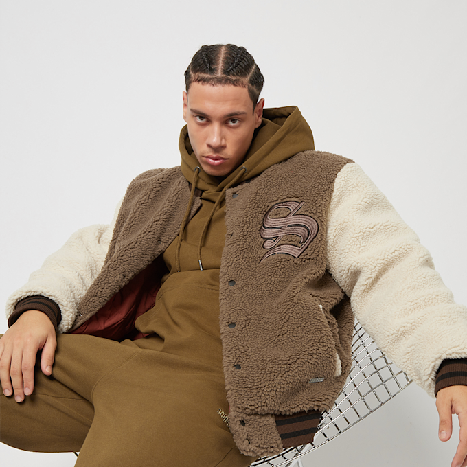 SNIPES Old English Logo Sherpa Varsity Jacket beige 20385 1