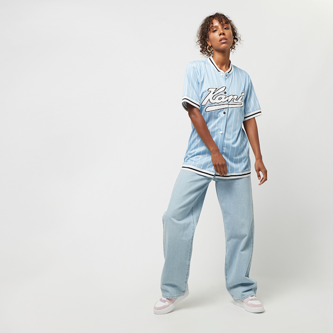 Karl Kani Varsity Pinstripe Baseball Shirt bleu 22219 5
