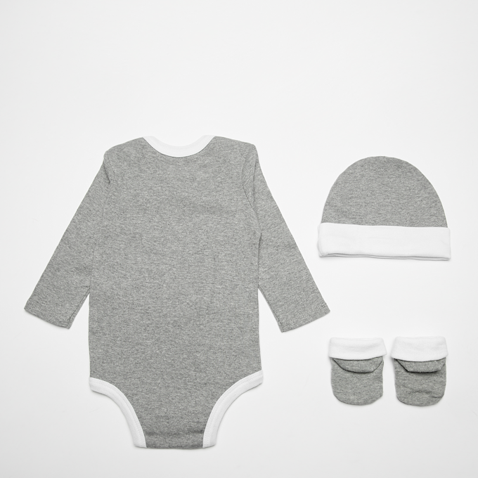 Nike Futura Logo Long Sleeve Hat / Bodysuit / Bootie (3 Piece) grau 22307 2