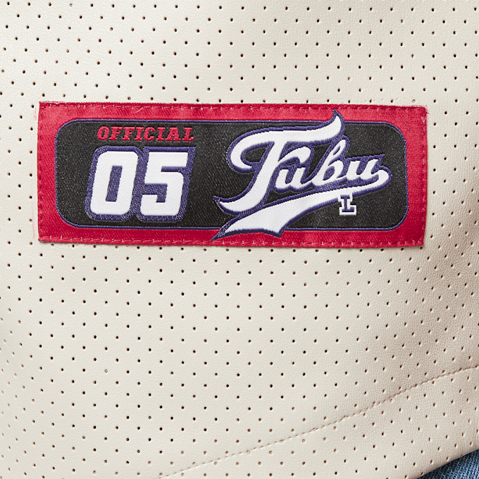 FUBU College Leather Baseball Jersey bege 22747 4