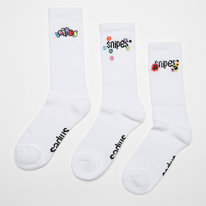 SNIPES 3 PACK - Small Logo Embroidered Crew Socks blanc 26668 1