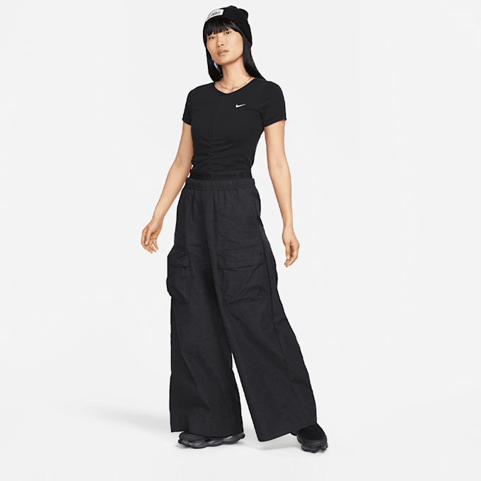 Nike Sportswear Essential Rib Shortsleeve Midrunner Crop Top zwart 27225 5