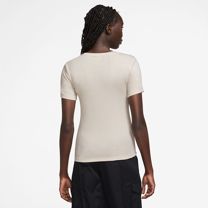 Nike Sportswear Essentials Ribbed Short-Sleeve Mod Cropped Top beige 27228 2
