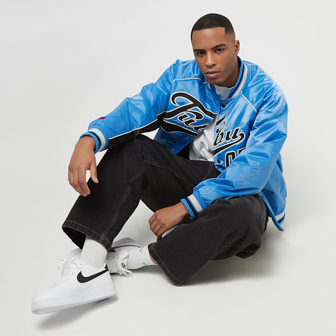 FUBU Varsity Satin Raglan Bomber Jacket bleu 22969 5