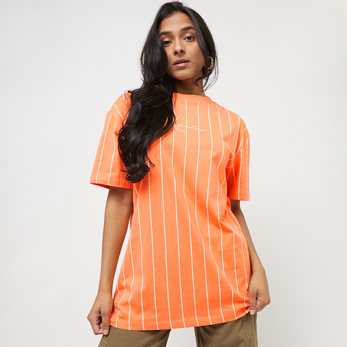 Karl Kani Small Signature Pinstripe Oversized Tee orange 23029 1