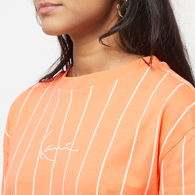 Karl Kani Small Signature Pinstripe Oversized Tee orange 23029 3