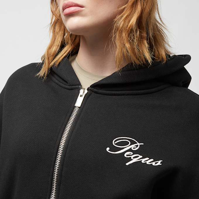 PEQUS Cropped Handwritten Logo Zip Hoodie noir 24478 3
