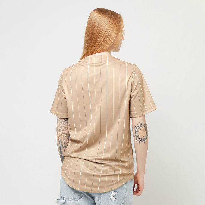 Karl Kani Varsity Tonal Pinstripe Baseball Shirt light blue beige 24705 2