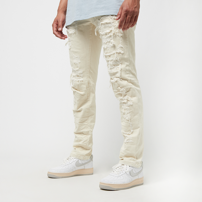 Smoke Rise Heavy Distressed Rip & Repair Denim Jean beige 25362 1