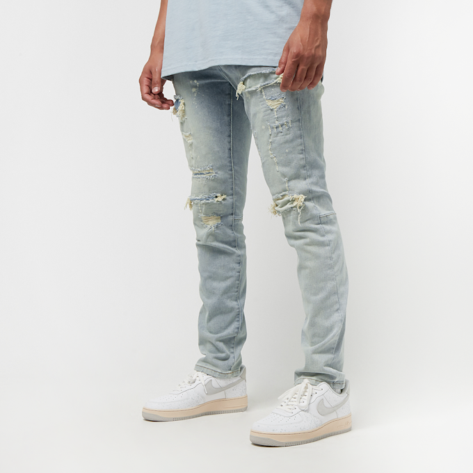 Smoke Rise Bleach Washed Rip & Repaired Jean blu 25371 1