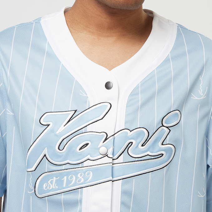 Karl Kani Varsity Logo Pinstripe Baseball Shirt bleu 28641 3