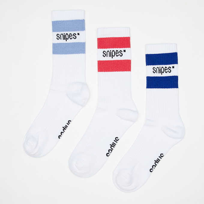 SNIPES 3 PACK - Small Logo Striped Crew Socks blanco 28924 1