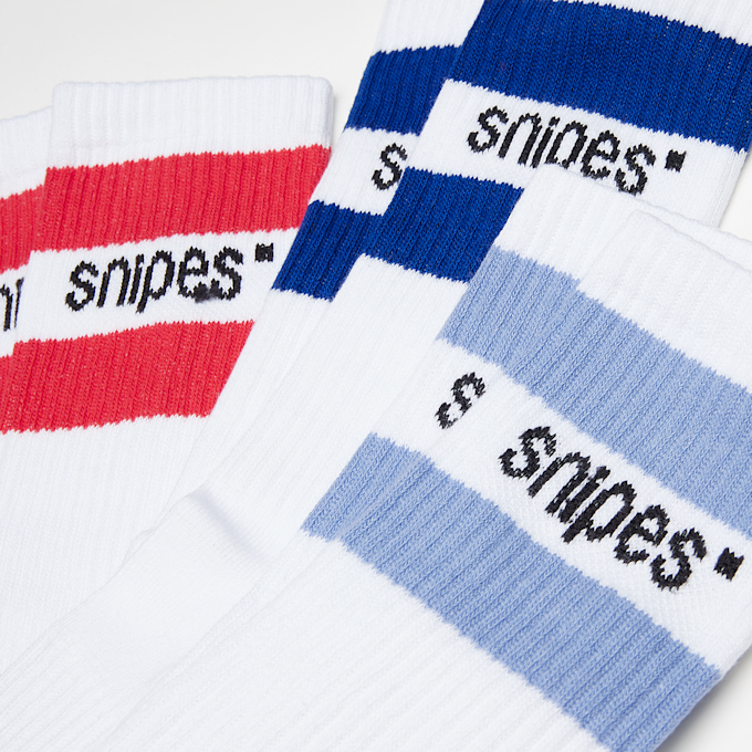 SNIPES 3 PACK - Small Logo Striped Crew Socks blanco 28924 2