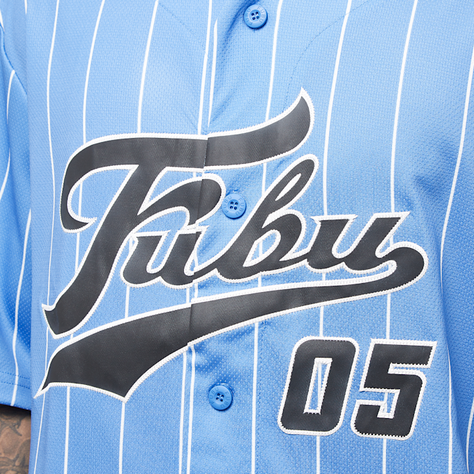 FUBU Varsity Mesh Pinstripe Baseball Jersey bleu 30138 3