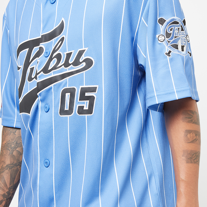 FUBU Varsity Mesh Pinstripe Baseball Jersey bleu 30138 4