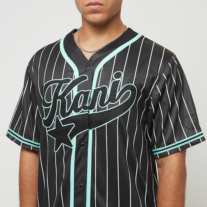 Karl Kani Star Logo Pinstripe Baseball Shirt schwarz 30818 3