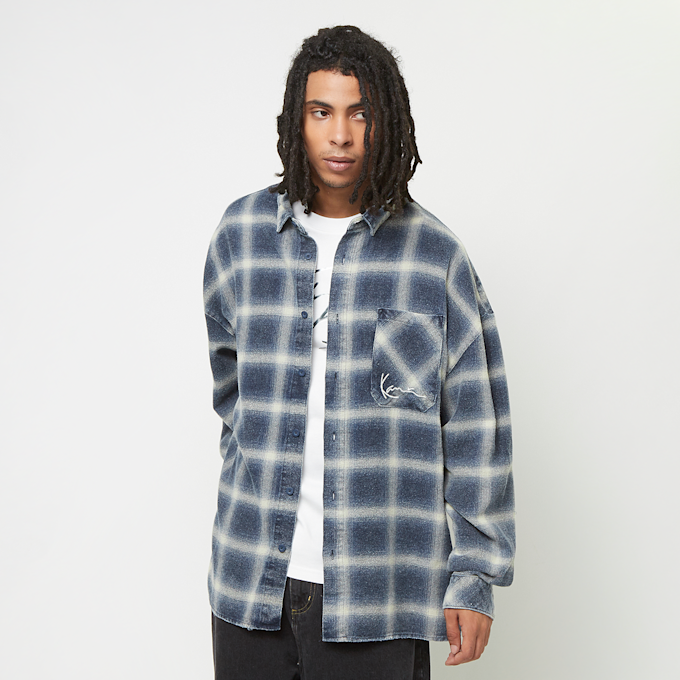 Karl Kani Small Signature Distressed Check Overshirt bleu 30823 2