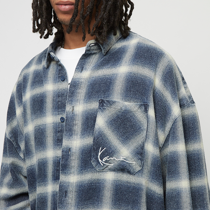 Karl Kani Small Signature Distressed Check Overshirt bleu 30823 3