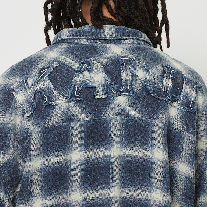 Karl Kani Small Signature Distressed Check Overshirt bleu 30823 4