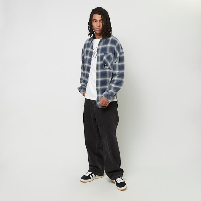 Karl Kani Small Signature Distressed Check Overshirt bleu 30823 5