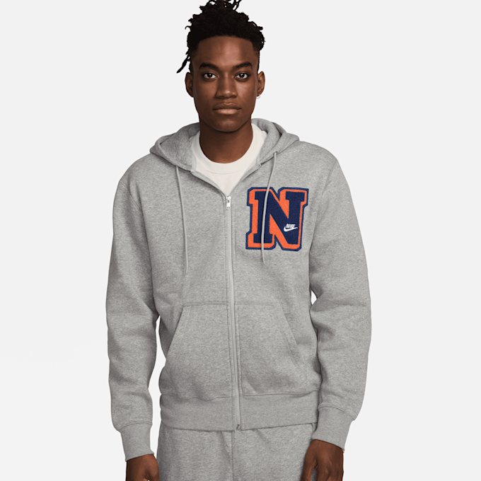 Nike Club Basketball Fullzip Pullover Hoodie Varsity grigio 31205 1