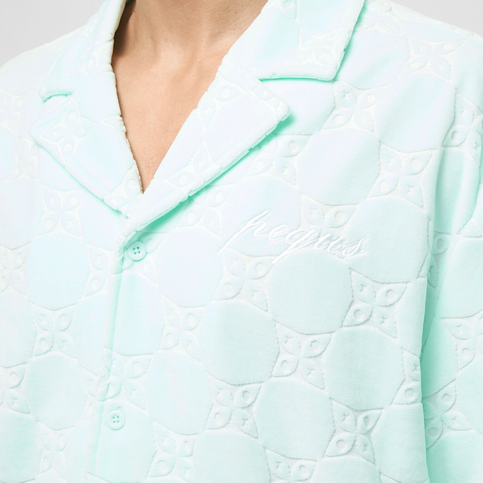 PEQUS Chest Logo Monogram Frottee Shirt turqoise 31721 4