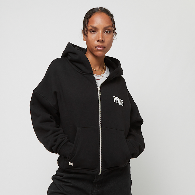 PEQUS Chest Logo Cropped Zip Hoodie schwarz 31727 1