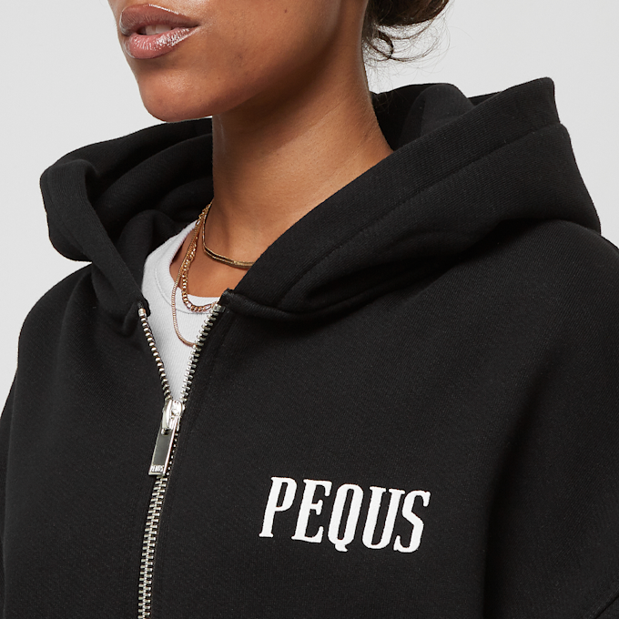 PEQUS Chest Logo Cropped Zip Hoodie schwarz 31727 3