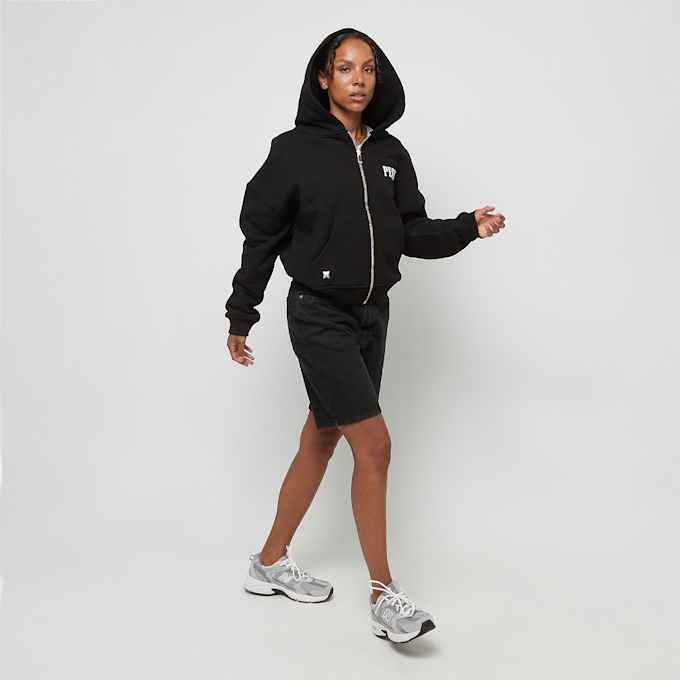 PEQUS Chest Logo Cropped Zip Hoodie schwarz 31727 5