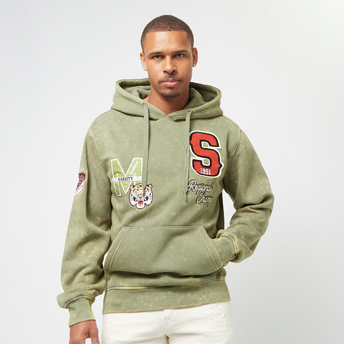 Smoke Rise Varsity Mineral Washed Fleece Hoody verde 32118 1