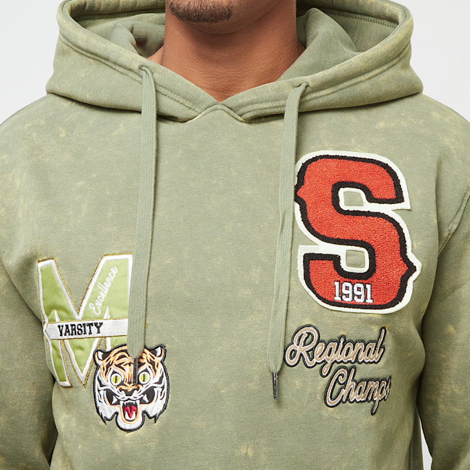 Smoke Rise Varsity Mineral Washed Fleece Hoody verde 32118 3