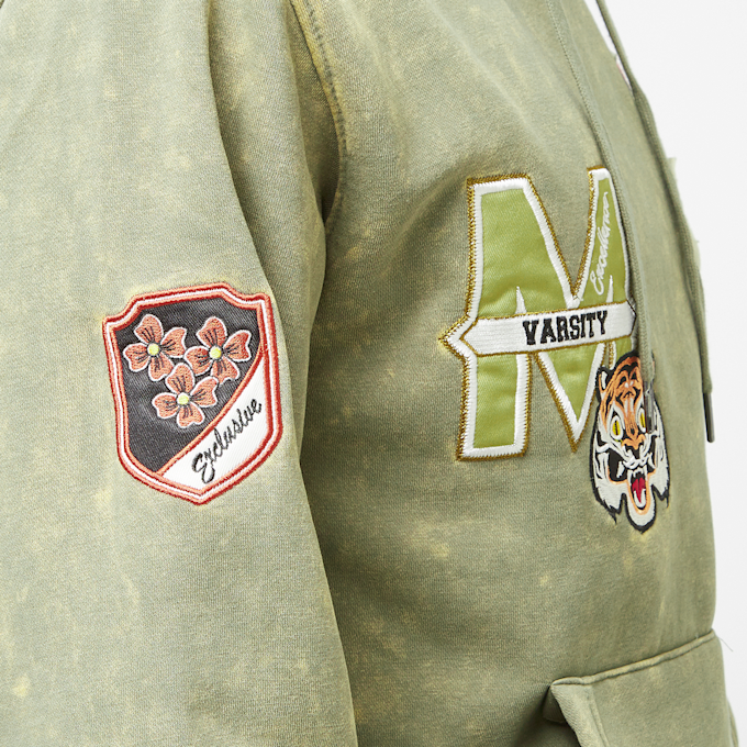 Smoke Rise Varsity Mineral Washed Fleece Hoody verde 32118 4