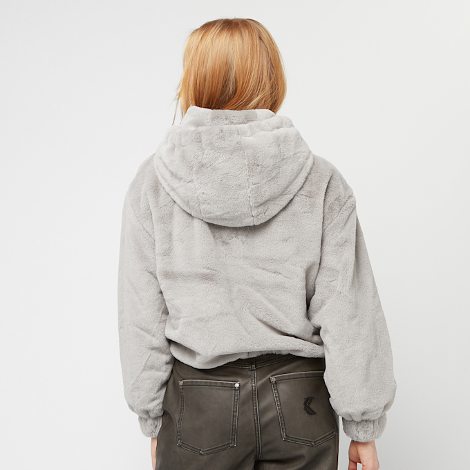 Karl Kani Metal Signature Vegan Fur Zip Hoodie Jacket light grey cinzento 41345 2