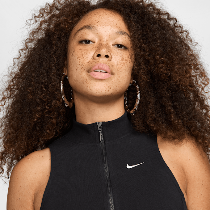 Nike Slim Cropped 1/2-Zip French Terry Tanktop schwarz 32729 3