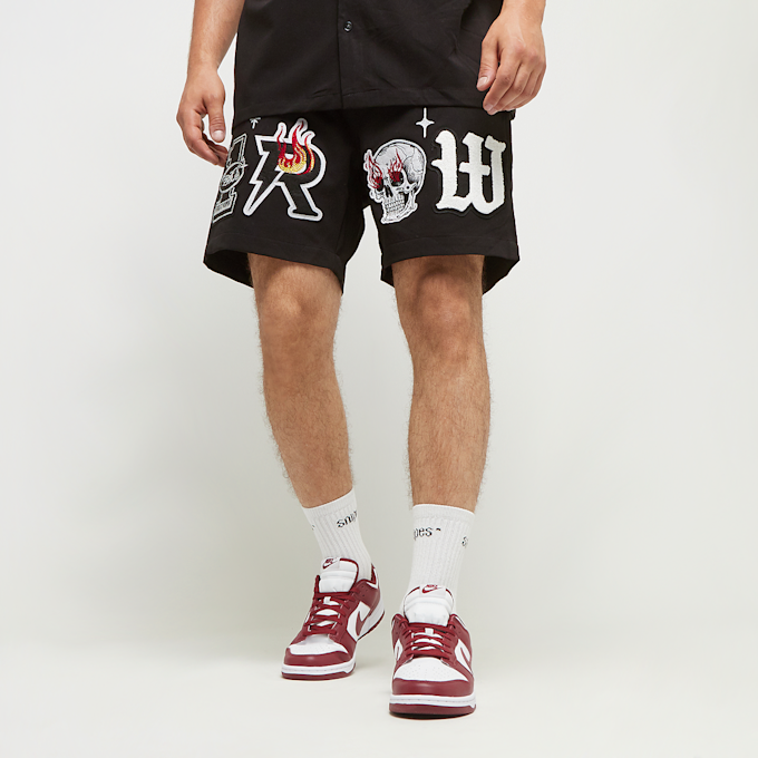 First Row 1ST ROW RACING WOVEN SHORTS W/RHINESTONE black negro 29702 1